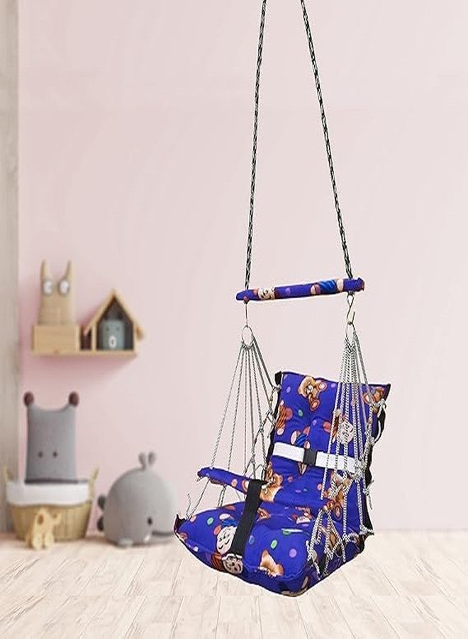 ShopBridge Cotton Velvet Baby Swing Foldable jhula Portable jhoola for Kids 0-3 Years Safety Belt Soft Cover (Multicolor) - Image 2